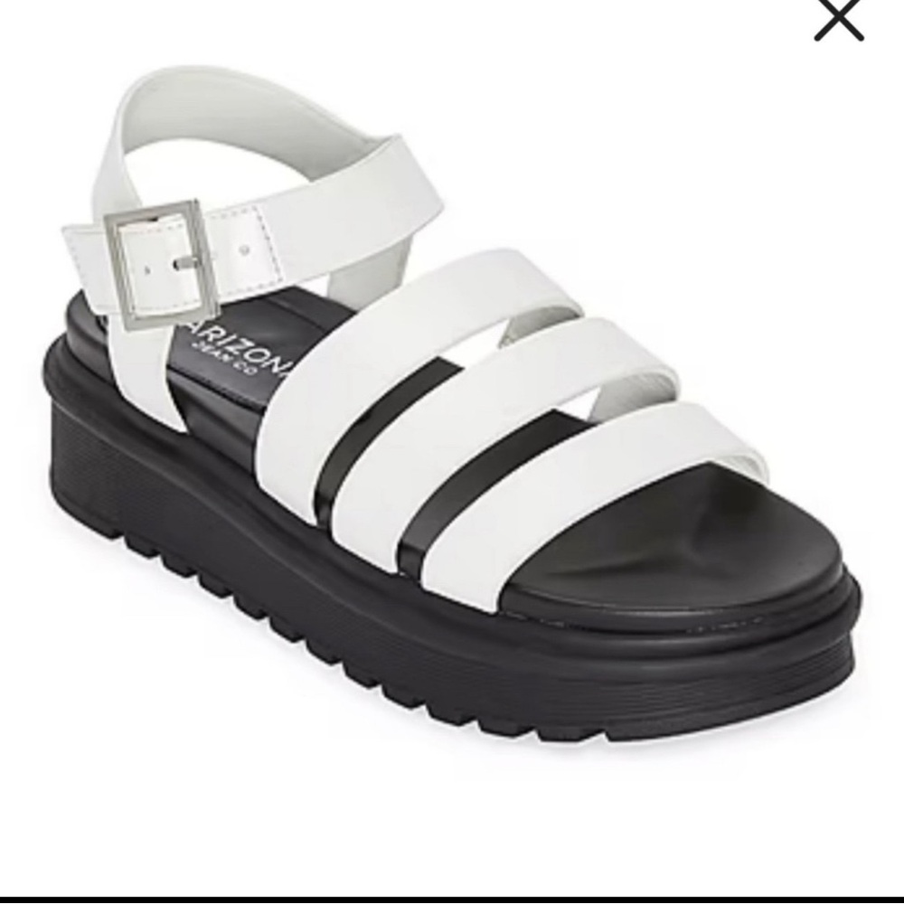 Arizona Jean Company White and Black Platform Sandals